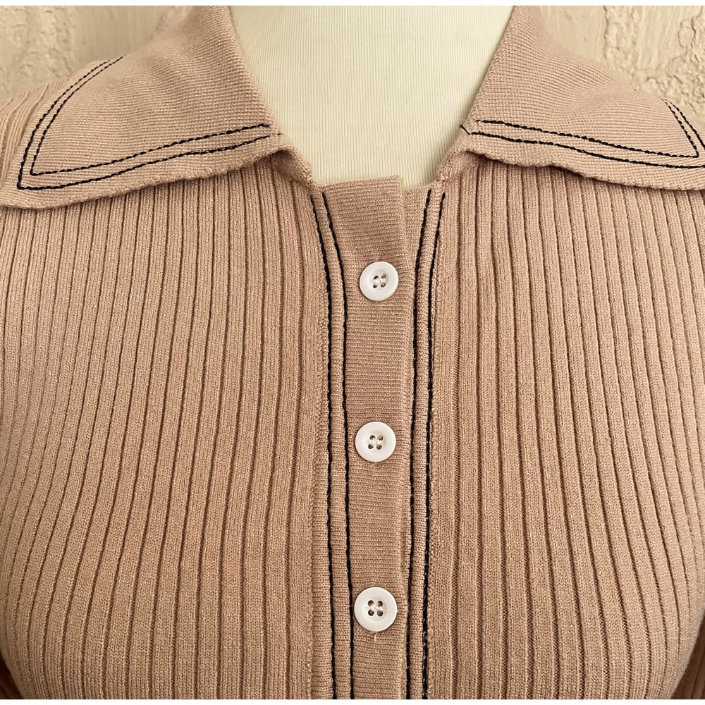 Tan Rib Knit Sweater - Picture 3 of 4
